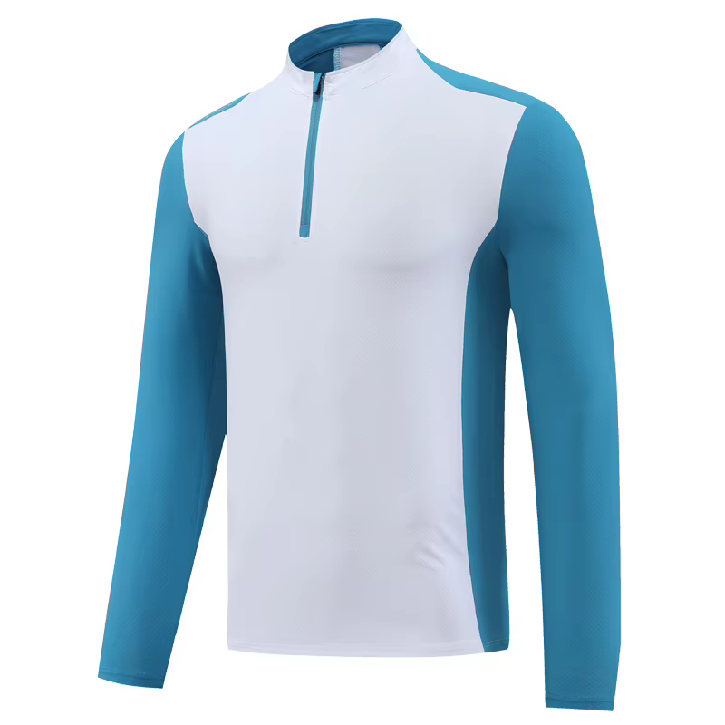 Manches longues salle de sport hommes Laple demi fermeture éclair mode formation Patchwork compresse