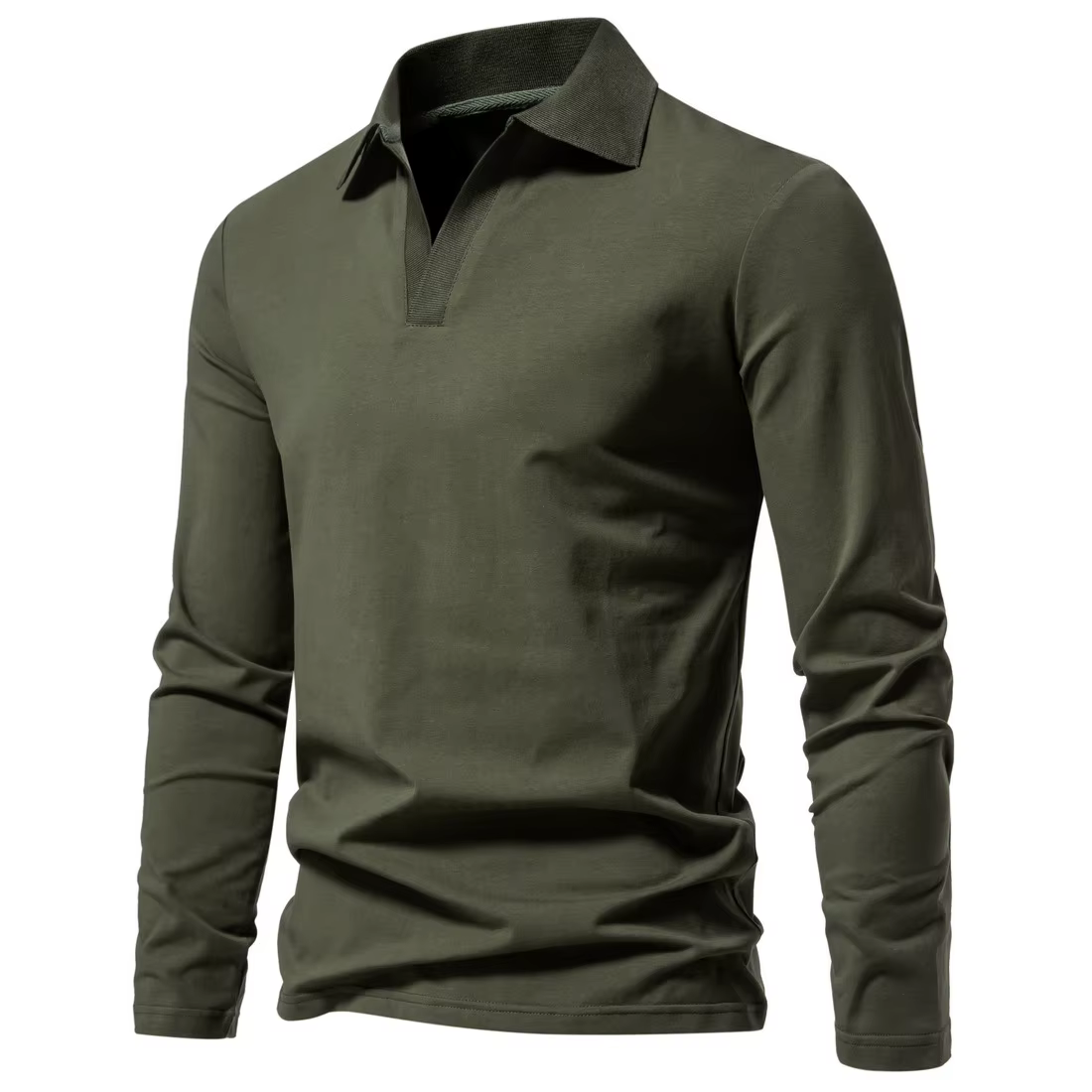 T-shirt à Manches sulf95% Coton pour Homme, Vêtement Décontracté, Solide, avec Col Rabattu, Style Vi