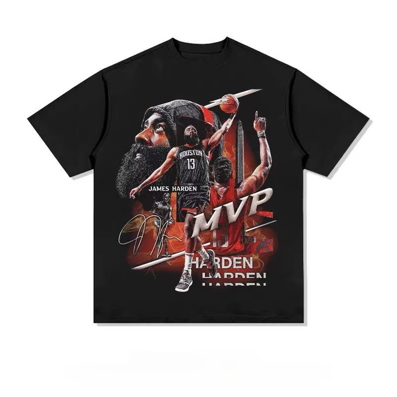 T-shirt de basketball James Harden pour hommes et femmes, en coton oversize à manches courtes, style