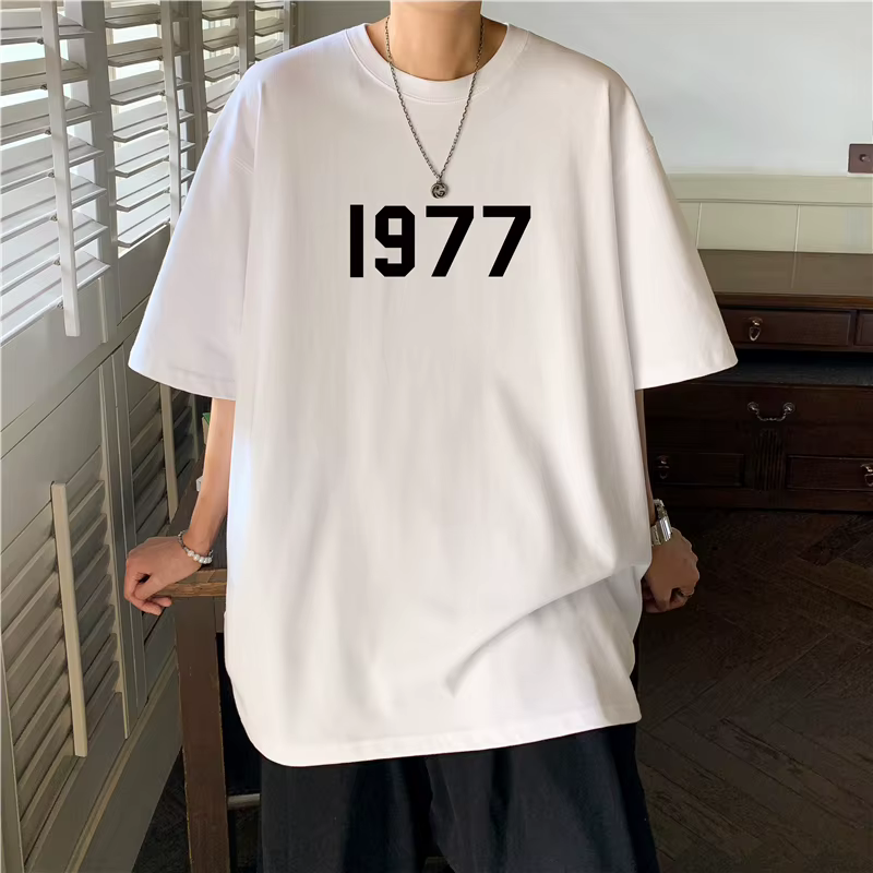 T-Shirt à Manches Courtes 1977 Coton pour Homme et Femme, Vêtement Décontracté, Imprimé en 5 Couleur