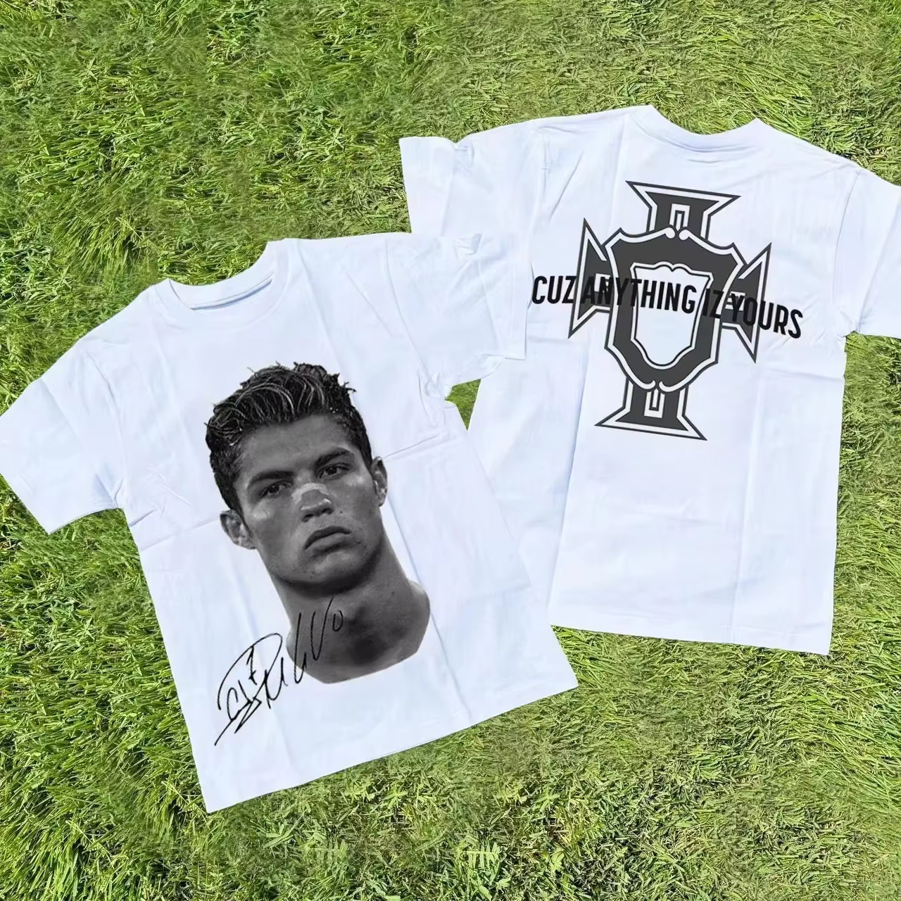 T-shirt imprimé avec portrait des superstars du football Cristiano Ronaldo, Neymar, Lionel Messi, po