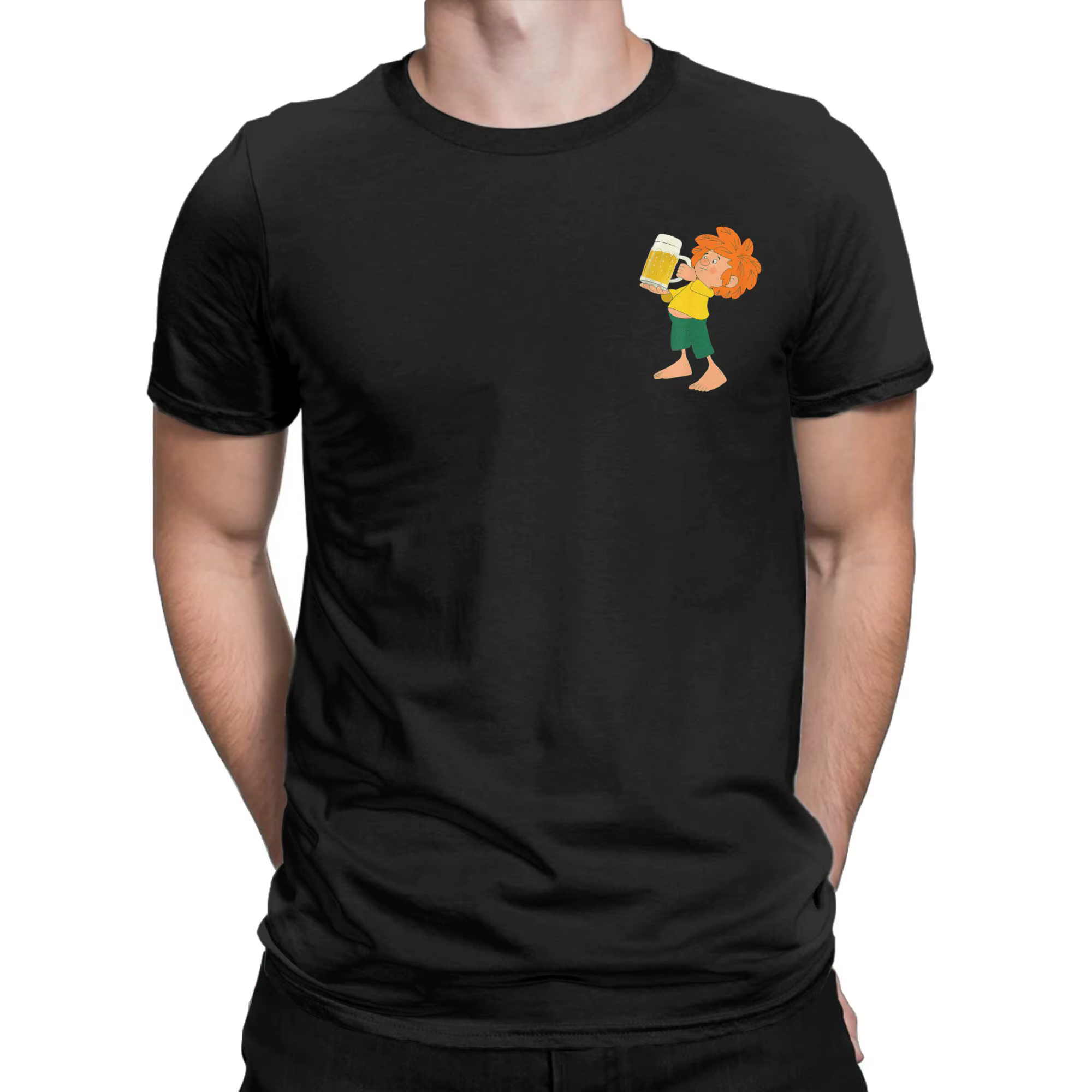 Pumuckl boissons bière hommes t-shirts Anime dessin animé fou T-Shirt à manches courtes col rond T-S