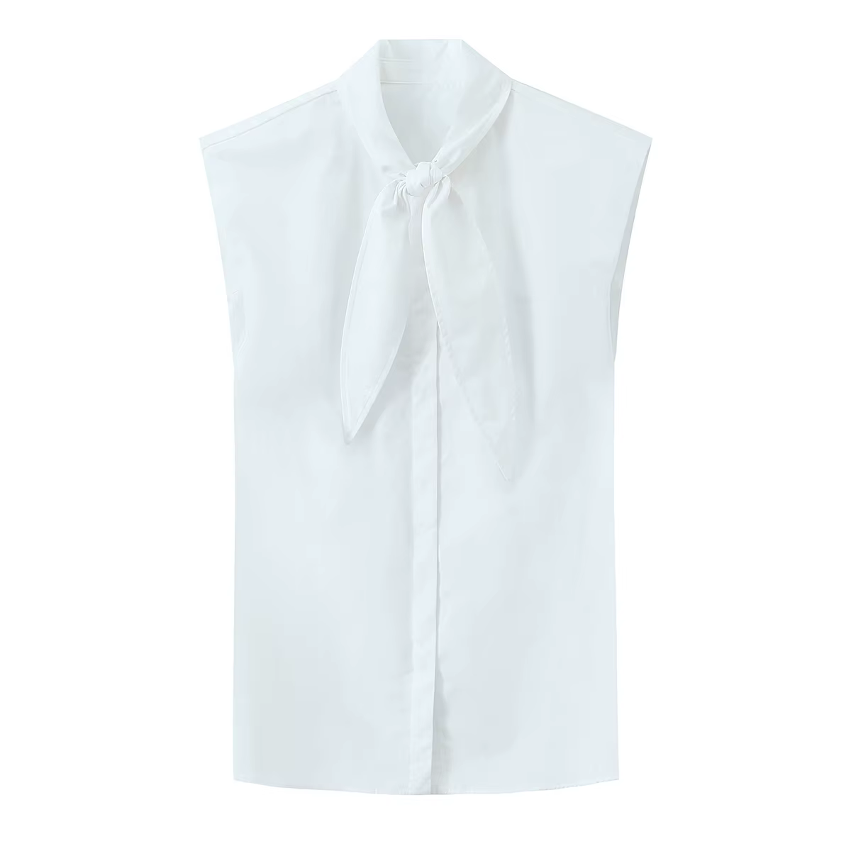 Chemisier blanc BSAY à nœud, nouvelle collection été 2026, chemisier sans manches minimaliste rayé a