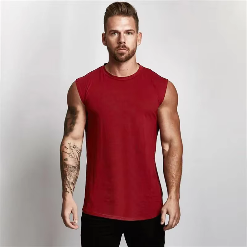 Débardeur de Gym de Compression pour hommes, en coton, musculation, Fitness, t-shirt sans manches, v