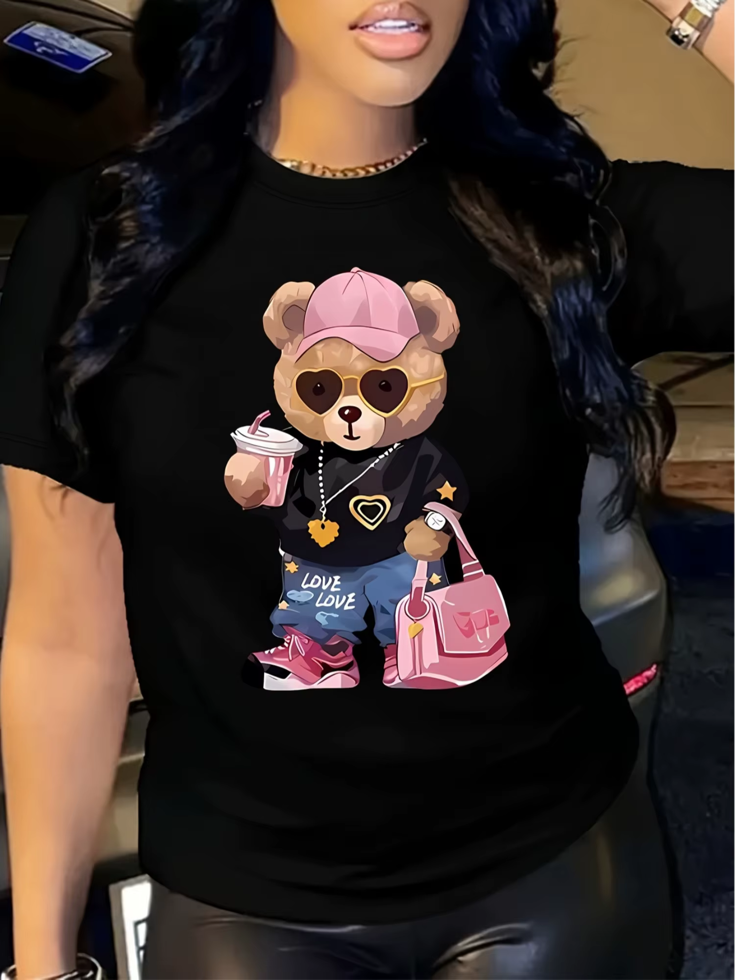 Haut à manches – T-Shirt col ras du cou pour femme, vêtement élégant et décontracté, avec motif d'ou
