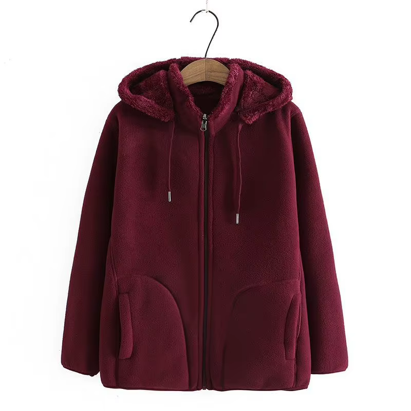 Sweat-shirt à capuche épais pour femme, veste polaire, manteaux avec fermeture éclair, hauts décontr
