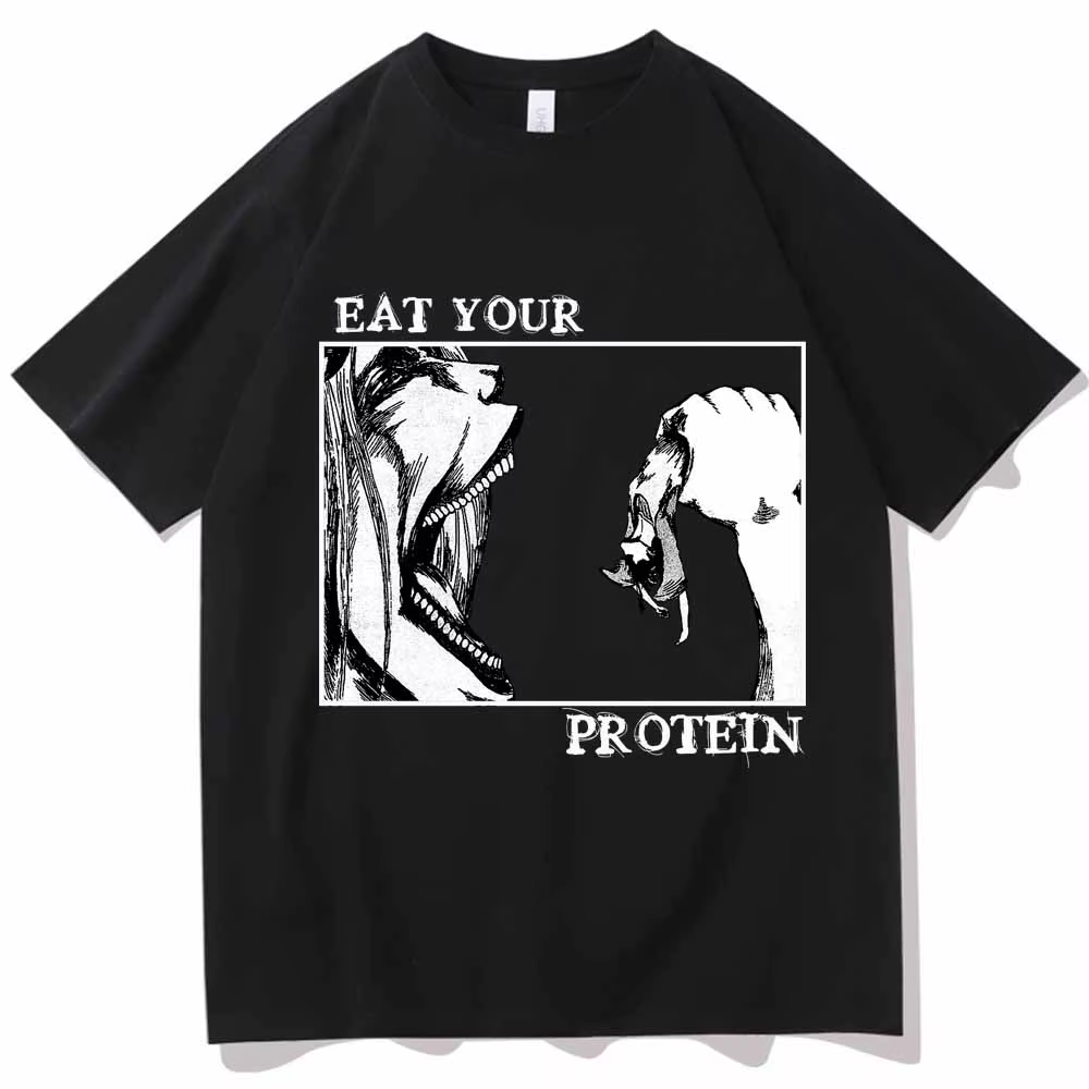 Attaque sur Titan T-Shirts manger votre protéine chemise homme femmes été décontracté col rond manch