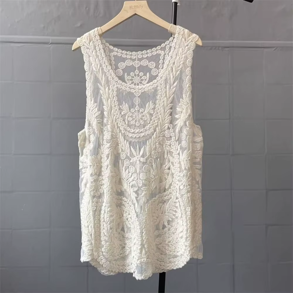 Haut en tricot ajouré au crochet pour femme, style mode, sexy, respirant, motif floral