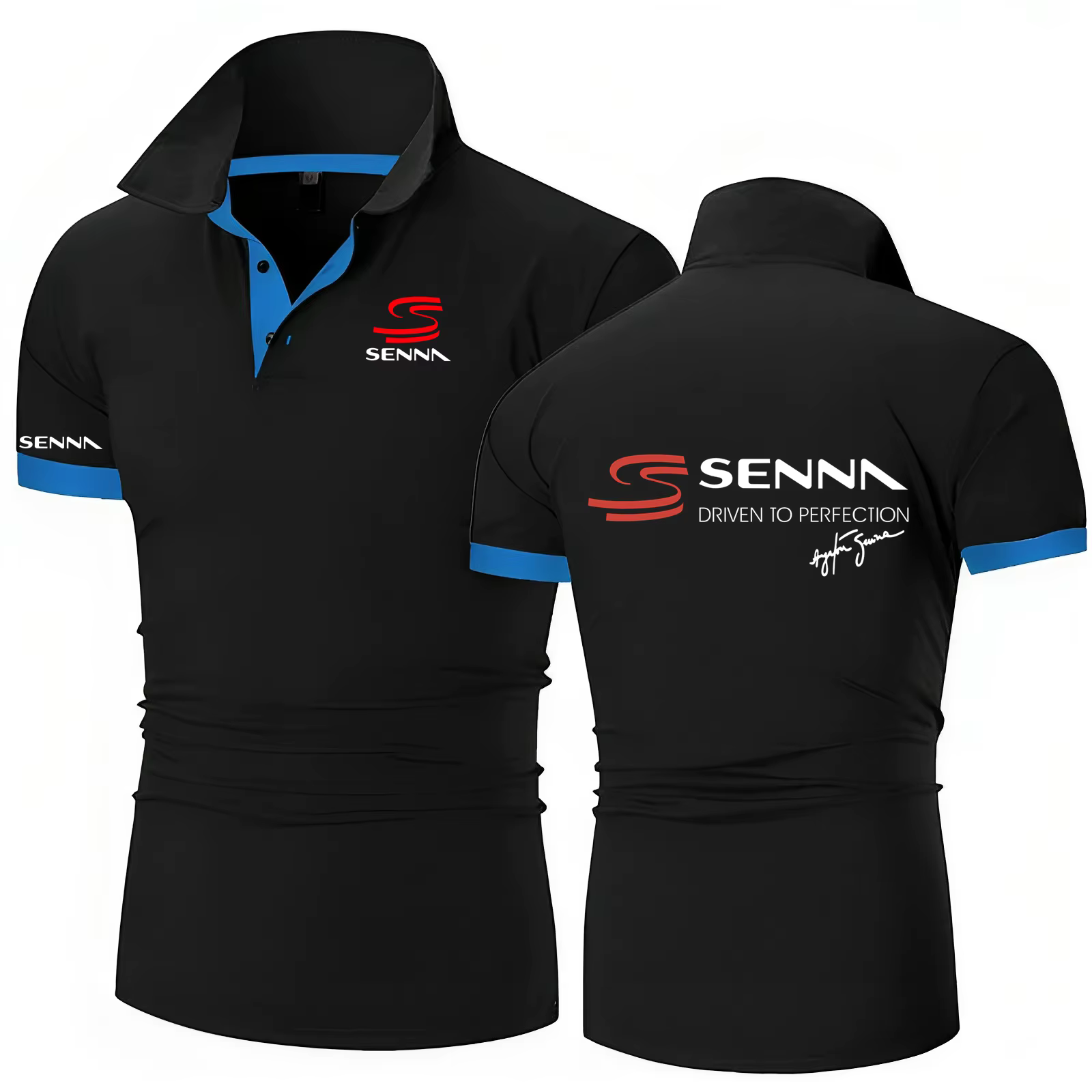 Hommes Polo Ayrton Senna Brésilien Formule 1 Légende Polos Graphique Surdimensionné Respirant Street