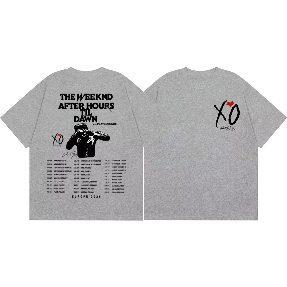 T-shirt graphique The Weeknd After Hours Til Dawn Tour 2026, T-shirt vintage hip-hop à manches court