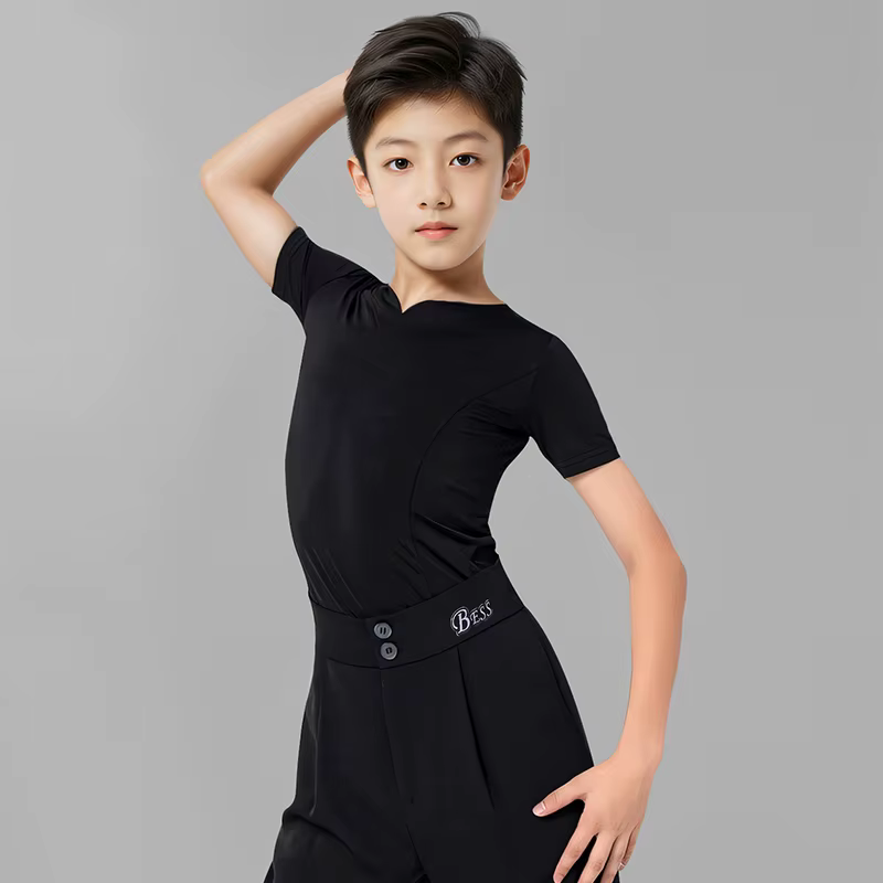 T-shirt d'entraînement à manches courtes pour enfants, vêtements de danse latine, vêtements d'entraî