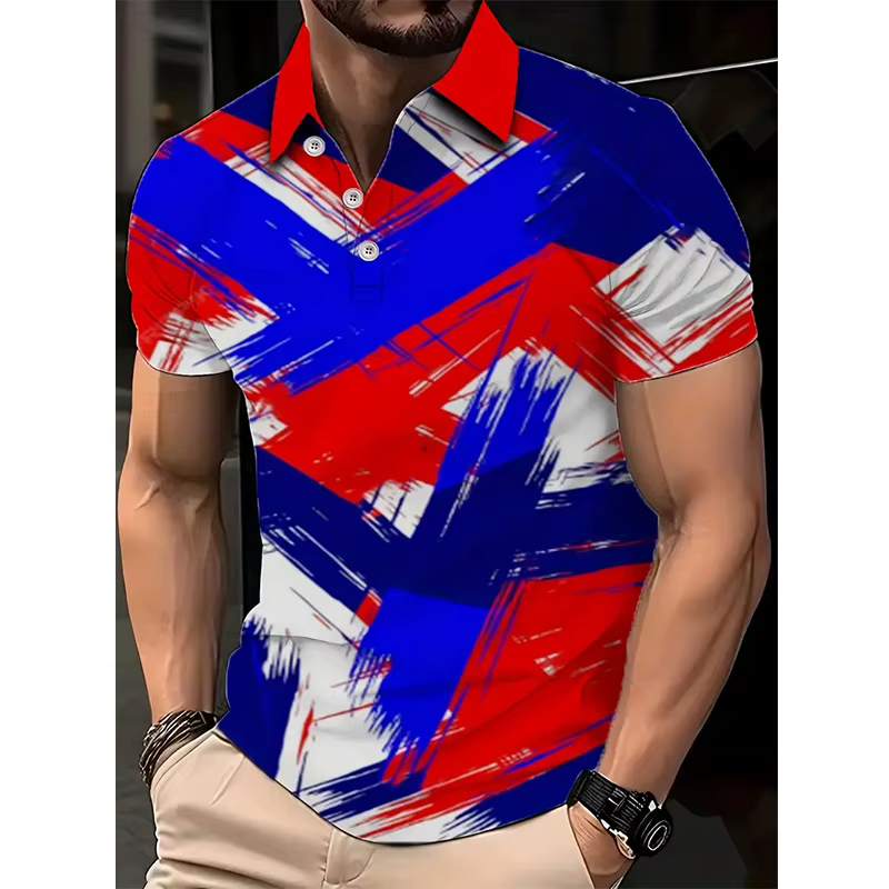 T-shirt pour homme, manches courtes, vêtements pour homme, rayures, imprimé 3D, polos de sport et de