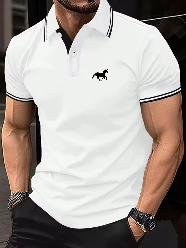 Nouveau T-shirt pour hommes classique à manches courtes Polo haut d'été T-shirt style décontracté bo