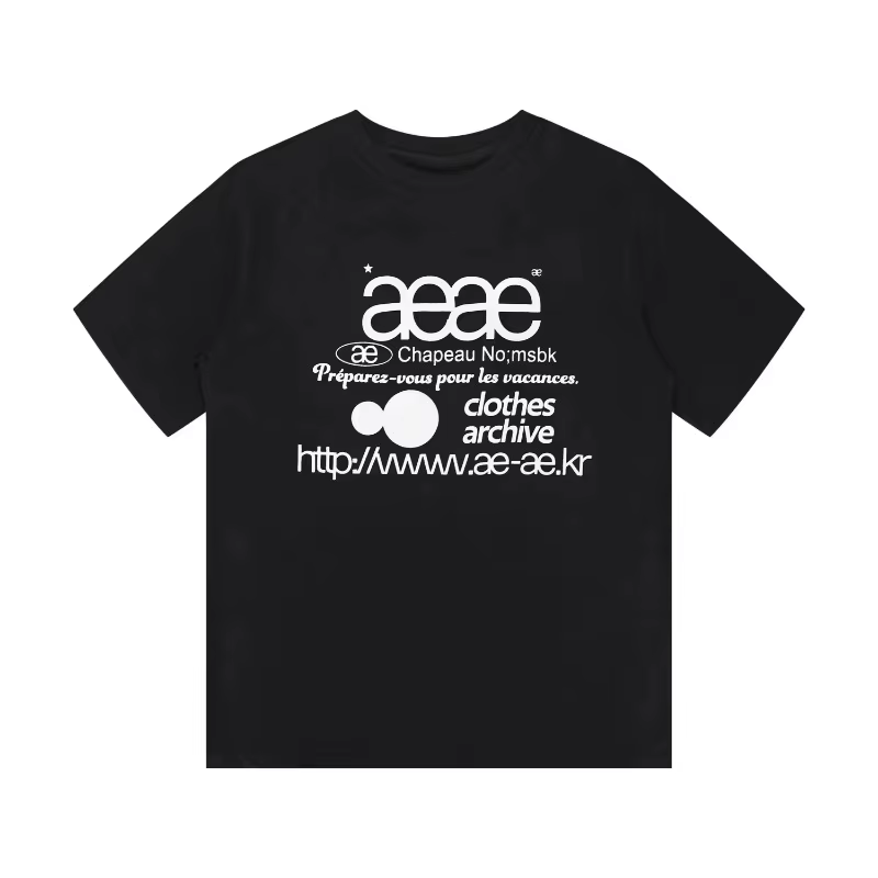 Aeae coréen classique lettre Logo polyvalent décontracté ample à manches courtes T-shirt pour hommes