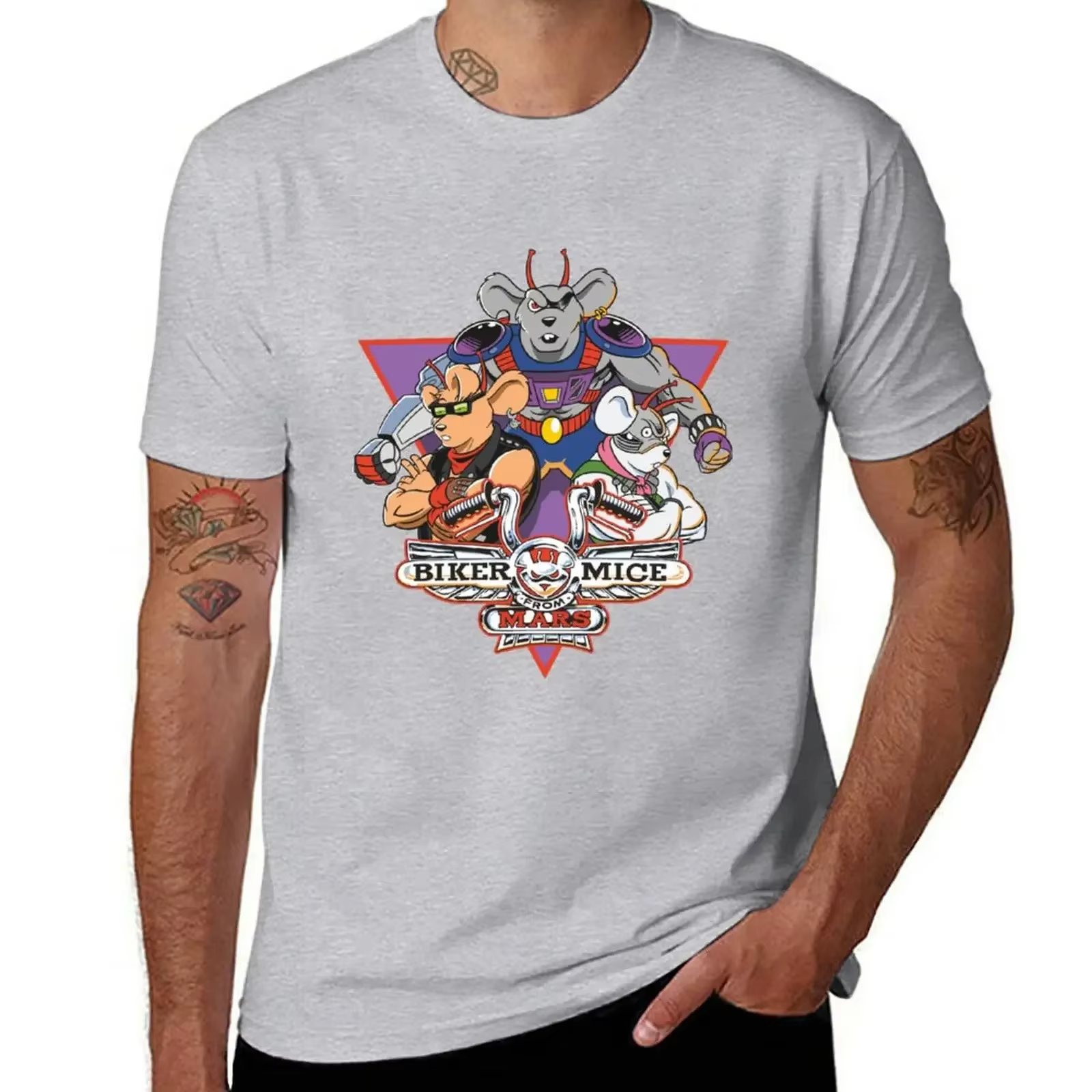 T-shirt de motard unique 100% Coton Biker Mice From Mars Bikermice Streetsharks Street Sharks USA Ta