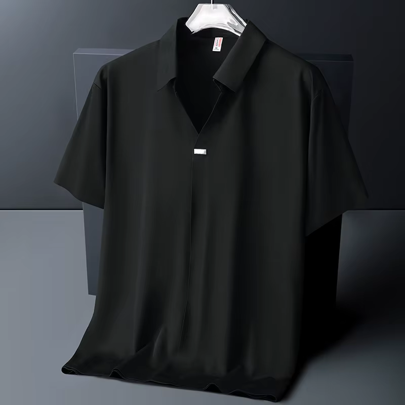 Polo Homme M-6XL 7XL 8XL Nouvelle Collection Été – Polo à Manches Courtes en Soie Glacée de Haute Qu