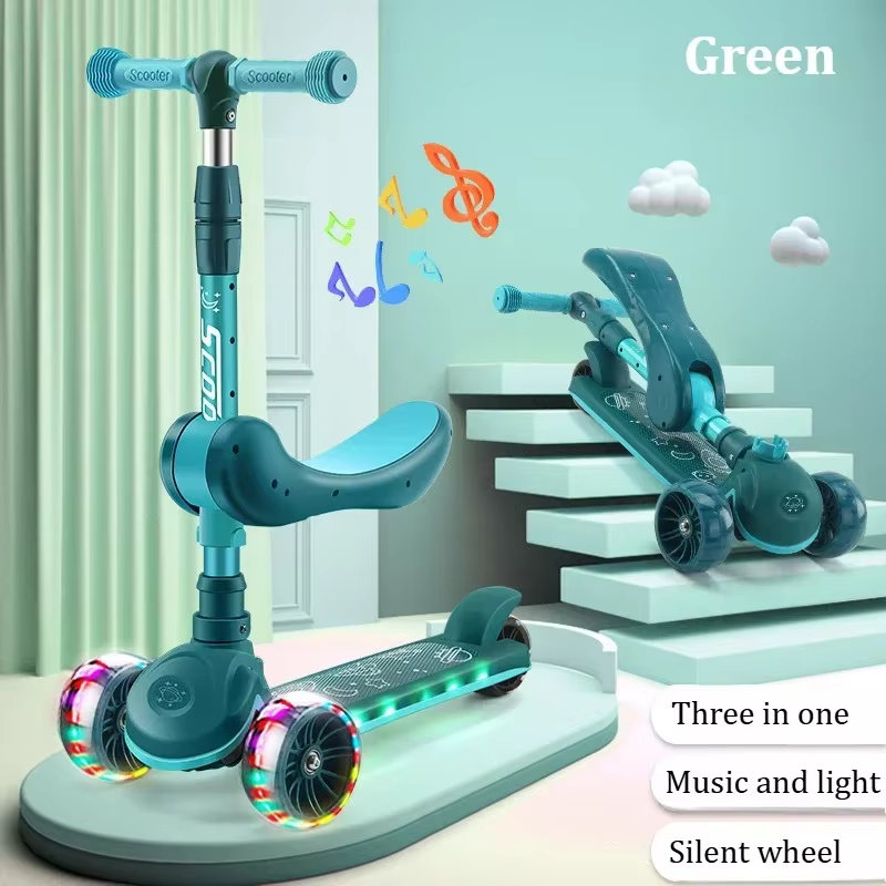 Trottinettes 2 en 1 pour enfants, trottinette à 3 roues pour garçons et filles, hauteur et siège rég
