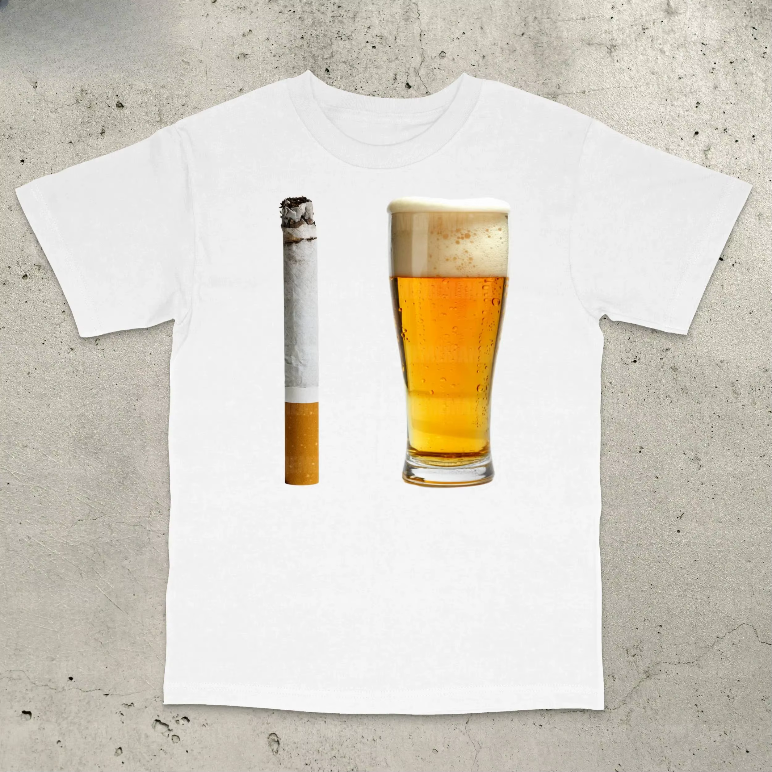 Bière et Cigarette drôle imprimé t-shirt alcool bière femmes t-shirt à manches courtes col rond casu