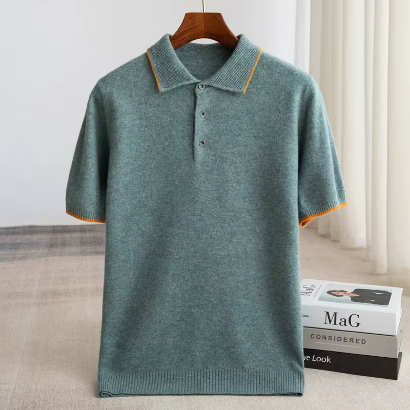 Pull à Manches Courtes en Laine Mérinos pour Homme, Tricot Décontracté, d'Affaires, 100%