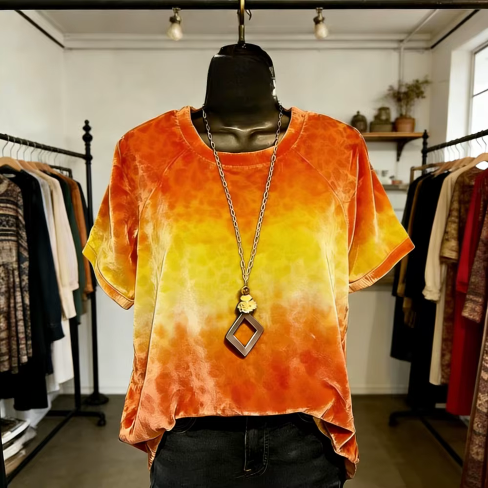 T-shirts pour femmes, tissu doux, manches courtes, hauts tendance, imprimé animal dégradé, chemisier