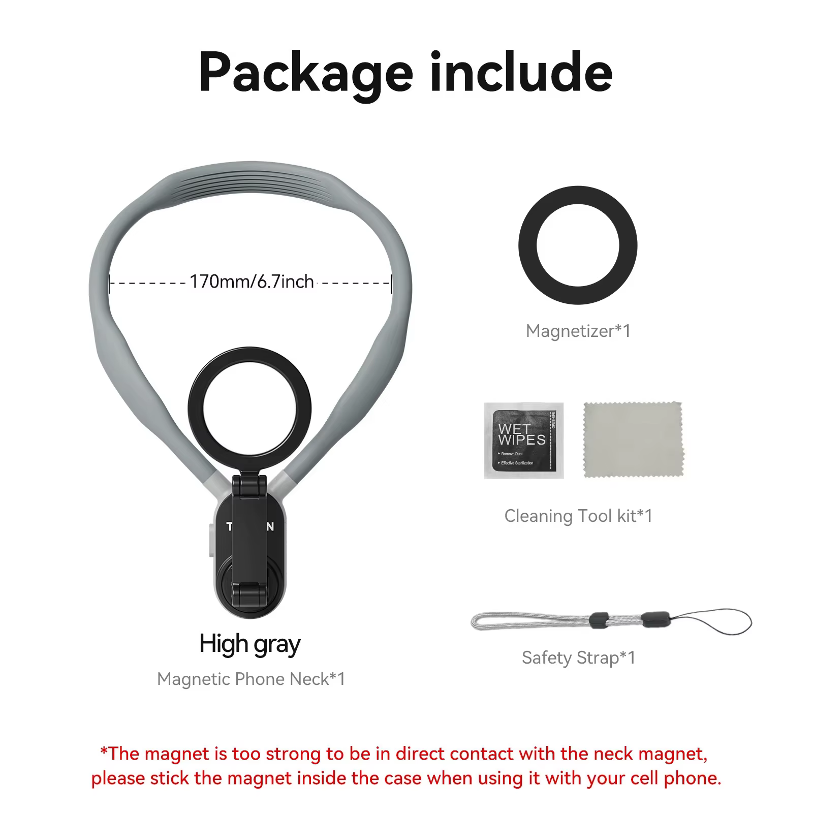 TELESIN support de cou magnétique pour téléphones cou téléphone portable POV support de cou de télép