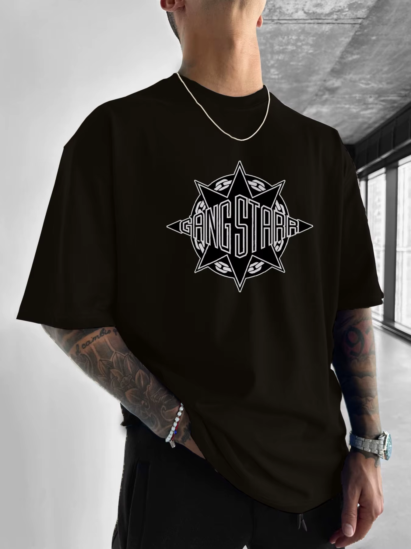 Gang Starr Logo imprimé T-Shirt mode Street Style étoile motif Design {hommes imprimé col rond manch