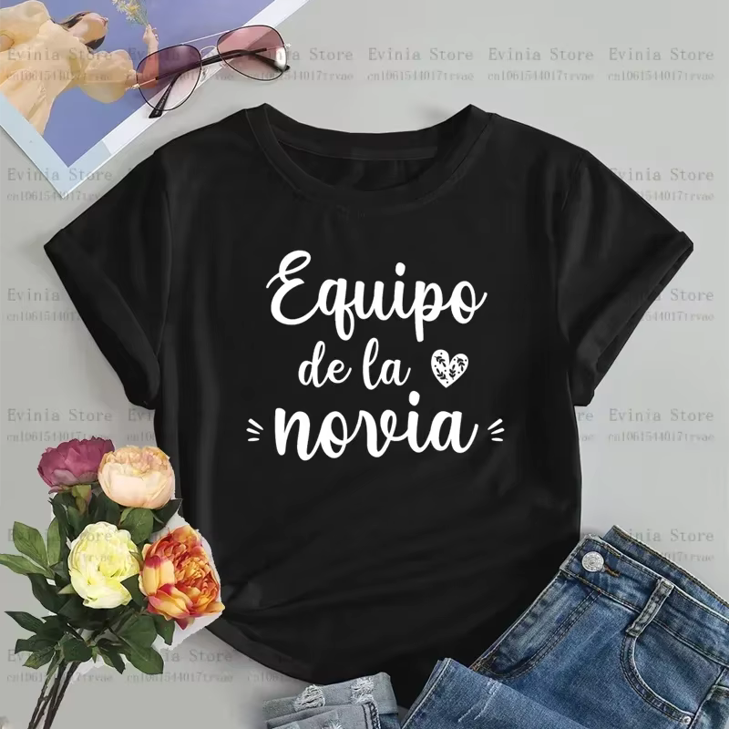 De La Novia Latina T-shirt femmes espagnol Boda Espanol mariage T-shirt équipe mariée EVJF Bachelore
