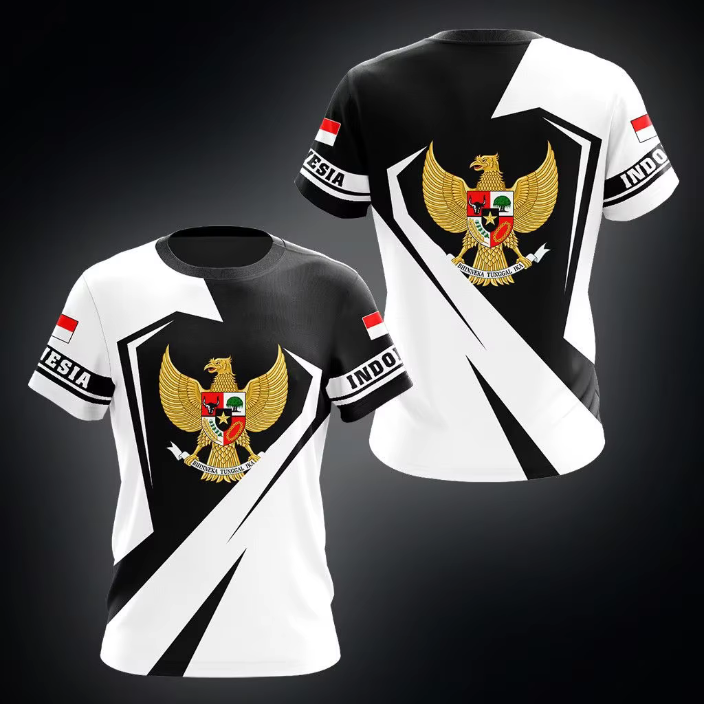 Indonésie Drapeau Imprimé T-shirt D'été Casual Hommes Mode Sport T-shirts Surdimensionné Indonésien