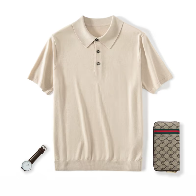 ZOCEPT-Polo à manches courtes Mulberry pour hommes, T-shirt décontracté, Polos solides, Haute qualit