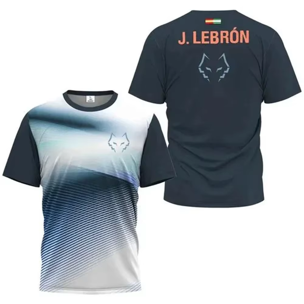 Été nouveaux hommes badminton et tennis de table dégradé rayé imprimé respirant col rond T-shirt en