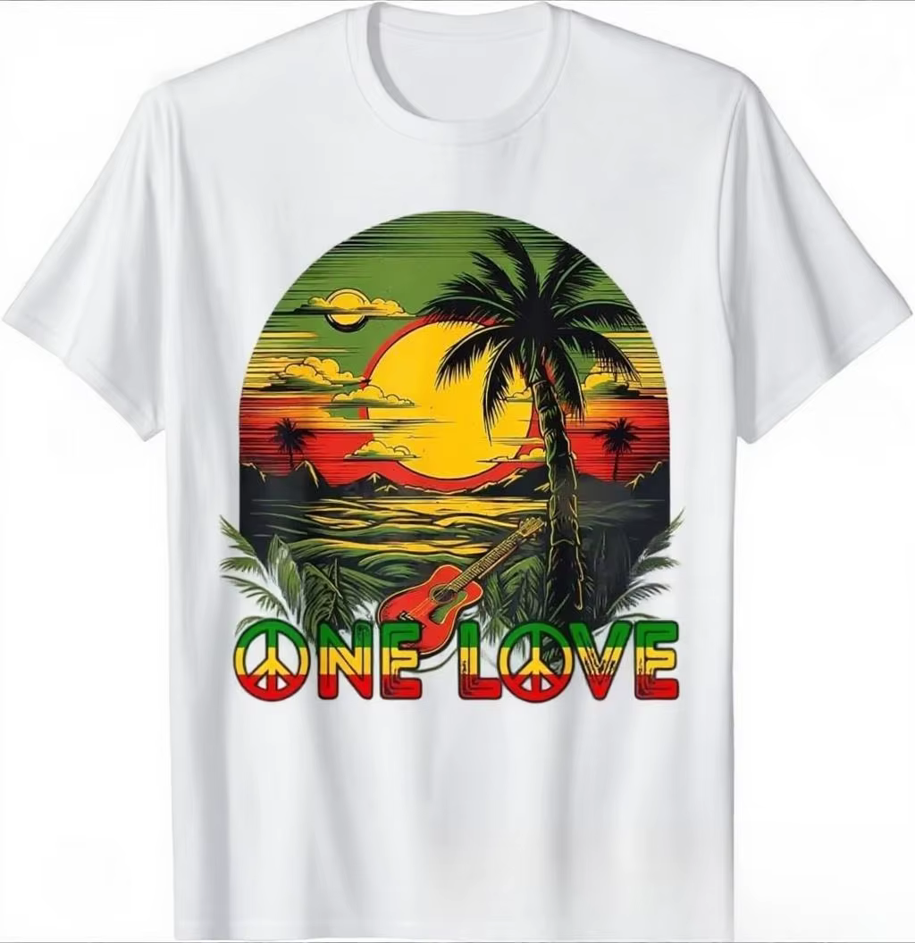 T-shirt Reggae Music Guitar Rasta Pride Jamaica Rasta Reggae Sunset, T-shirts frais, chics et audaci