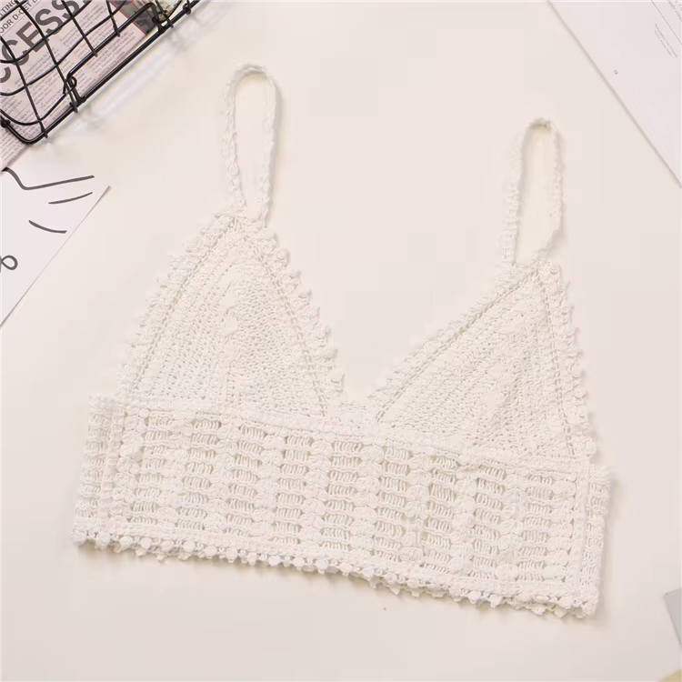 Camisoles et réservoirs en dentelle brodée pour femmes, caraco en tricot au crochet, tenue bohème po