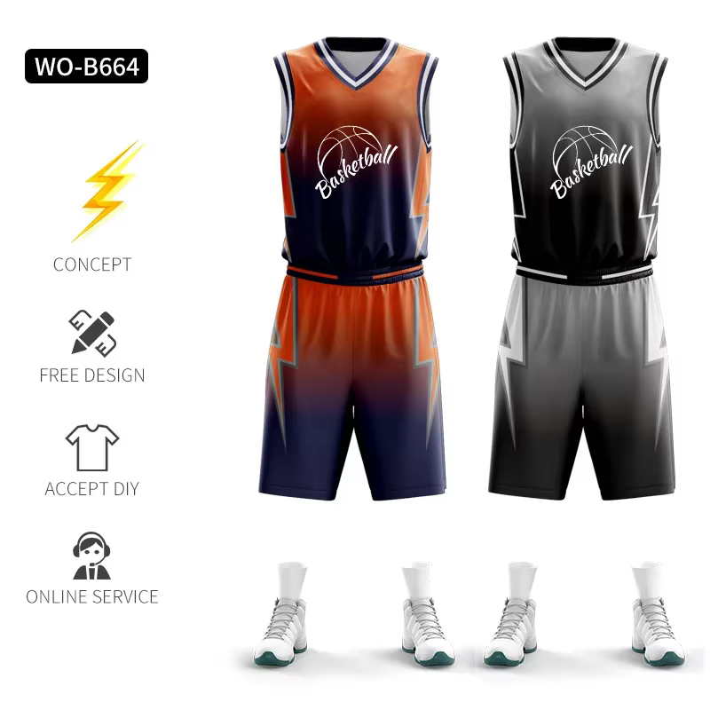 Maillots de basket-ball réversibles pour hommes par sublimation avec logo imprimé en polyester, unif