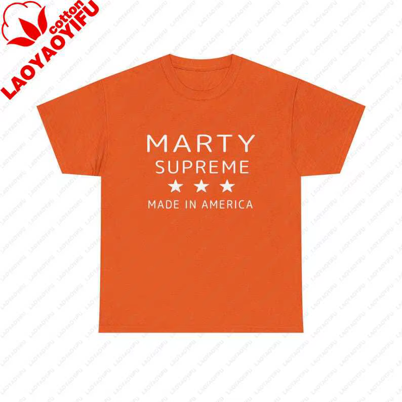 T-shirt en coton orange Marty Supreme, tee-shirt patriotique avec étoiles, style identique, hip-hop,