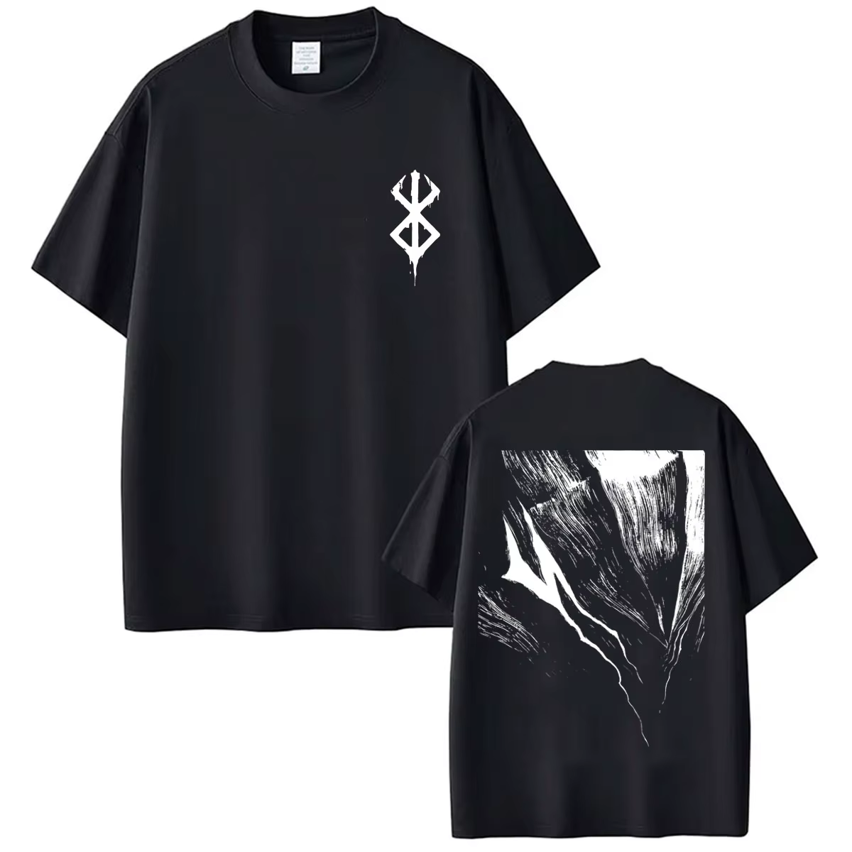 T-shirts Anime Berserk Guts Noir, T-shirts Vintage Punk Gatsu Sacrifice Zodd, T-shirts amples 100% C