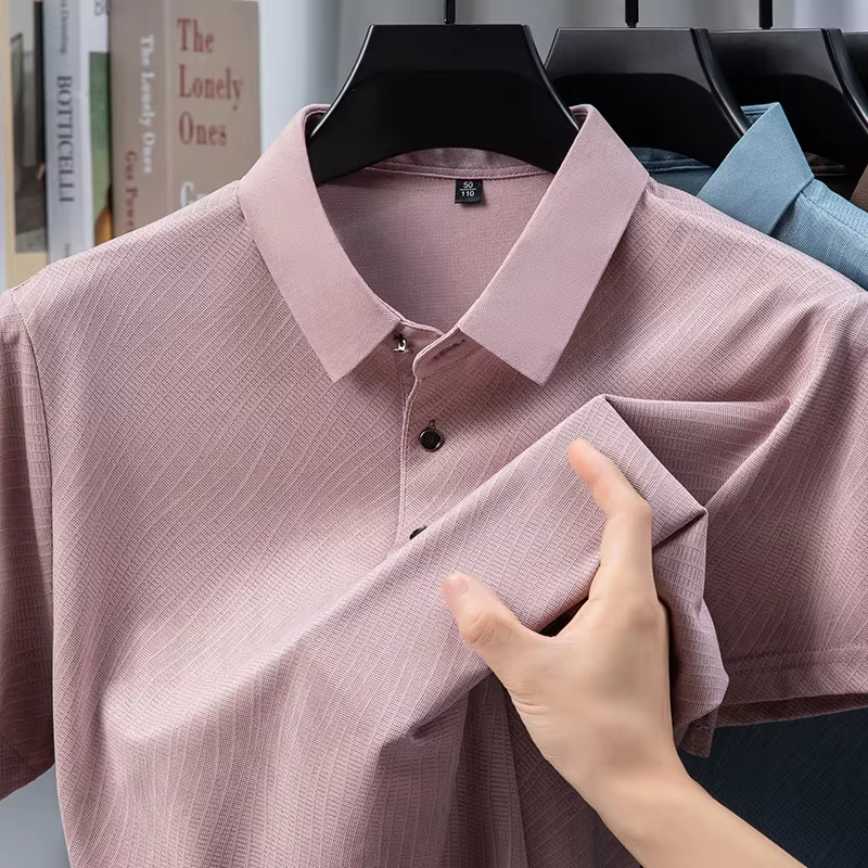Polo Minimaliste Uni pour Hommes – Tissu Fin – Idéal pour le Quotidien, les Rendez-vous et la Détent