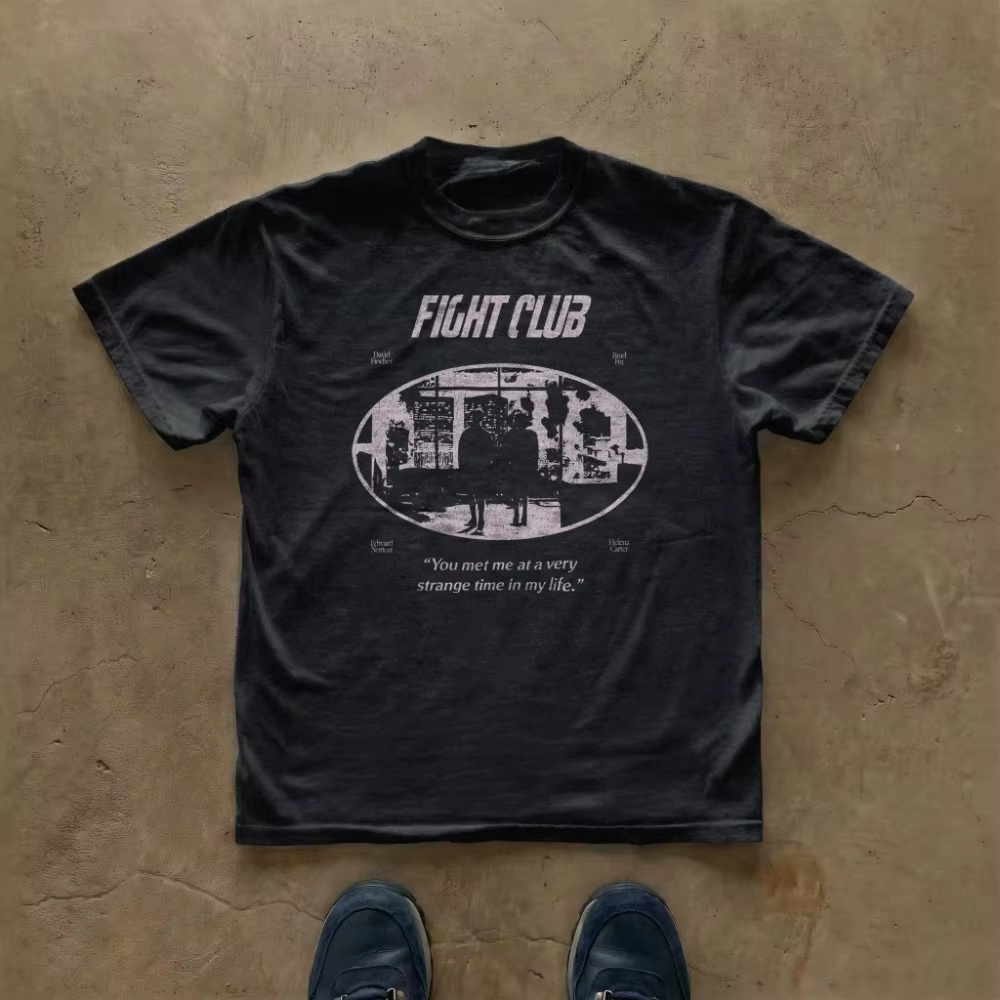 T-shirt du film Fight Club, t-shirt graphique foncé, t-shirt vintage, vêtements graphiques à manches