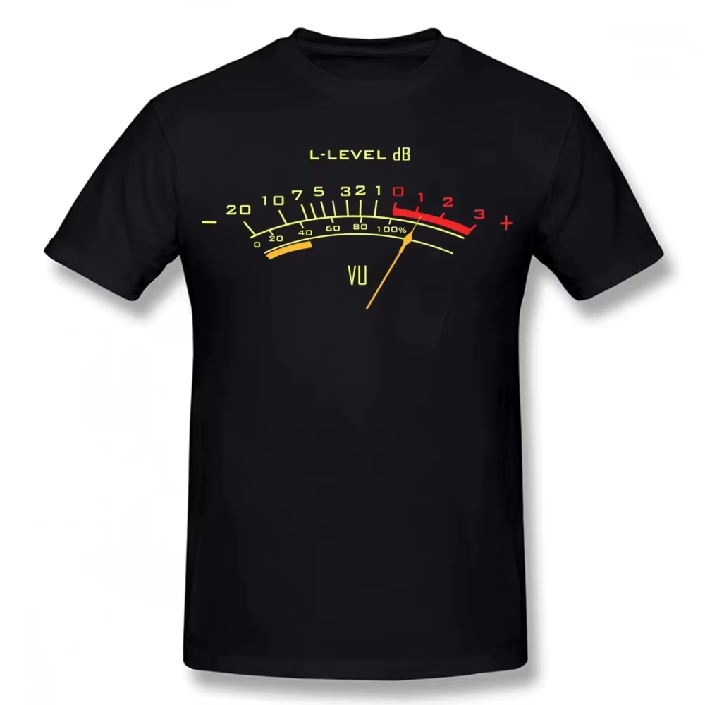 T-shirt graphique VU Meter, conception DB de niveau audio, cadeau de producteur de musique, t-shirt 