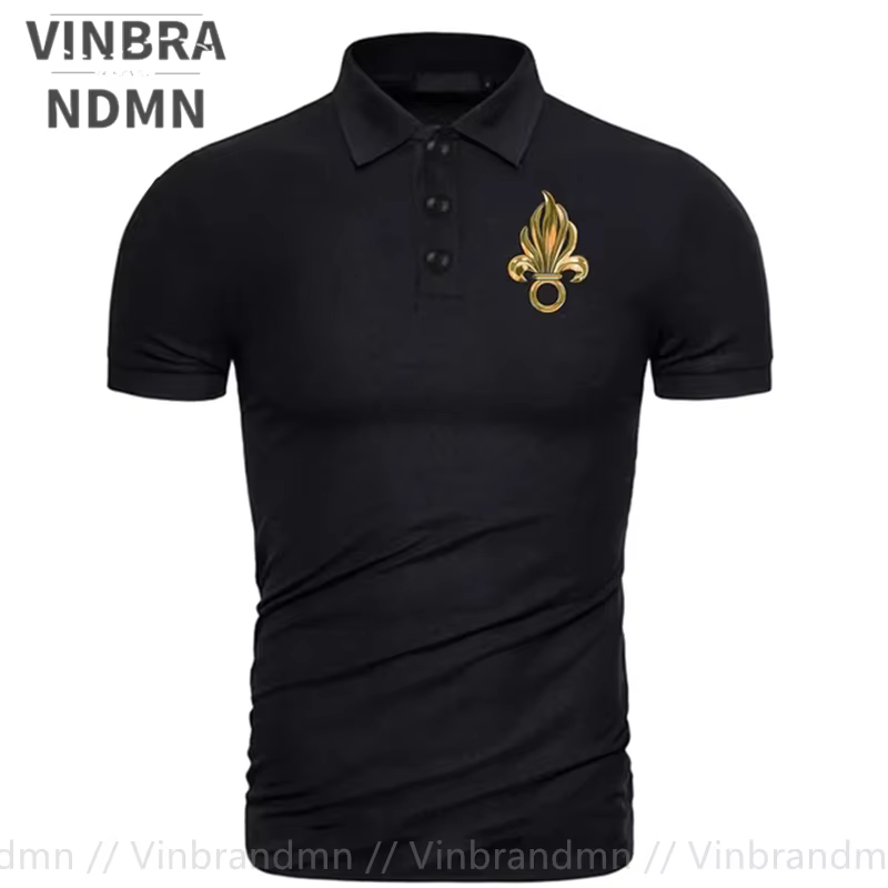 Polo manches courtes homme, 100% coton, décontracté, avec logo de la Légion étrangère française