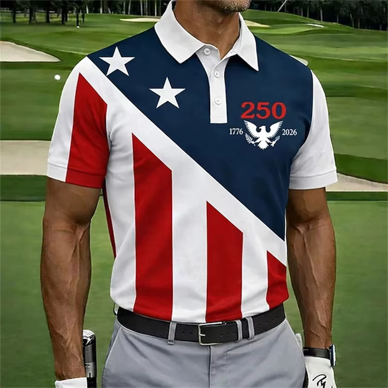 Nouveau Polo drapeau américain USA, T-shirt patriotique à manches courtes pour hommes, idéal pour le