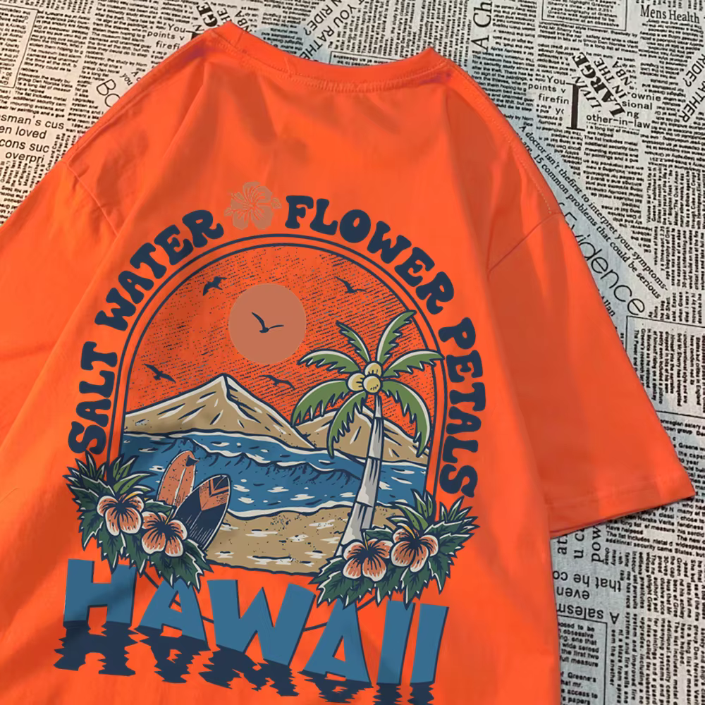 Eau salée pétales de fleurs Hawaii t-shirts hommes femmes décontracté Sweat t-shirts décontracté cot