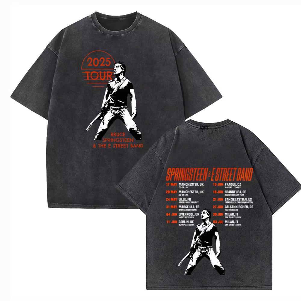 Bruce Springsteen et E Street 2025 Tour T-shirt Vintage col rond manches courtes coton T-Shirts