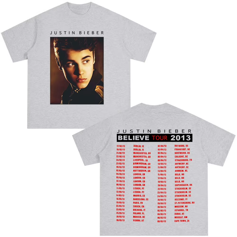 Marchandises de la tournée « Believe » de Justin Bieber 2026 - T-shirts pour hommes et femmes, T-shi