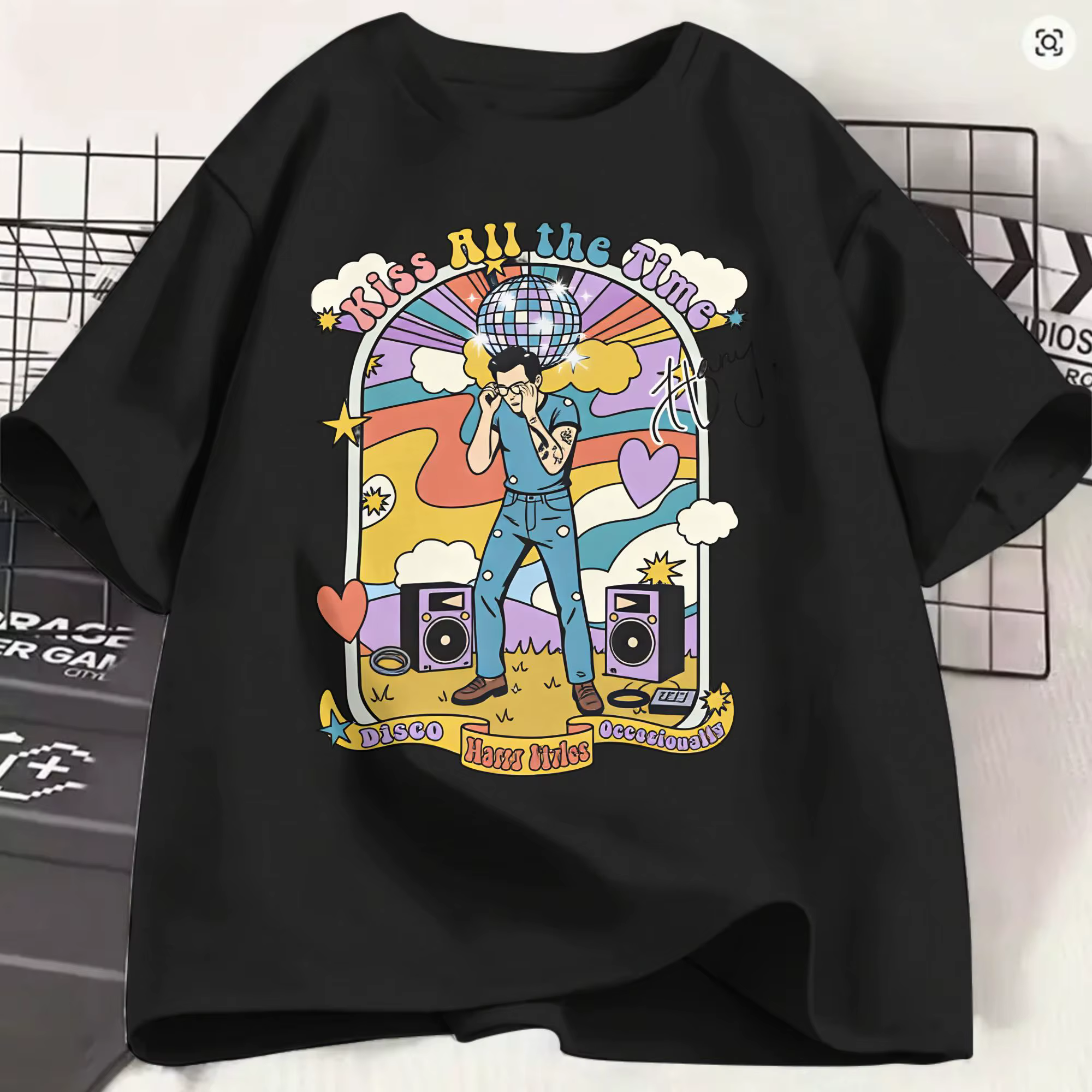 T-shirt pour homme Kiss All the Time, t-shirts en coton amusants à manches courtes, Harrys Styles 20