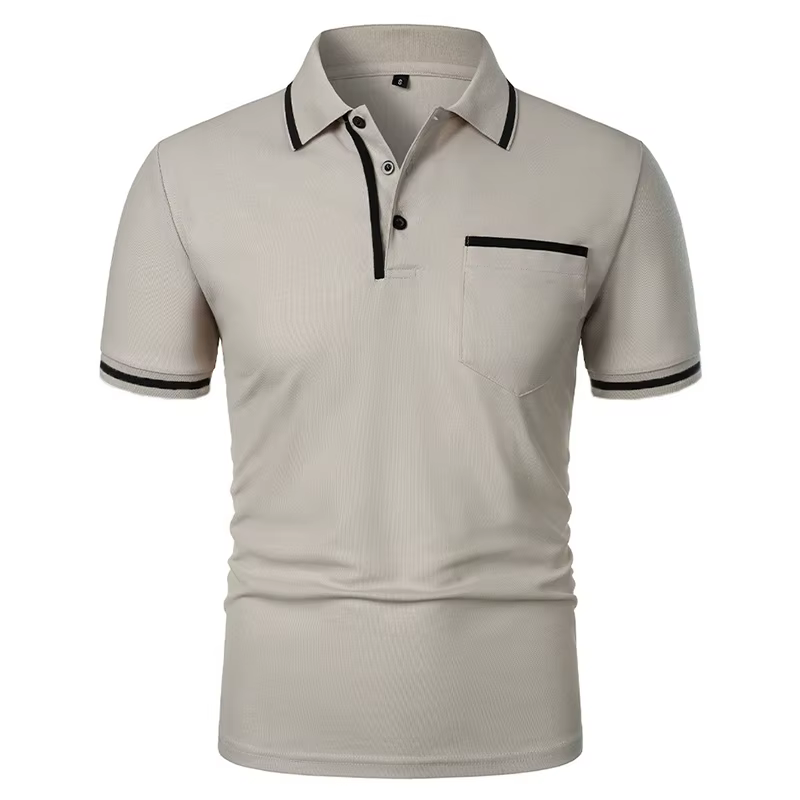 Nouveaux hommes à manches courtes polos couleur unie t-shirt style décontracté été à la mode respira