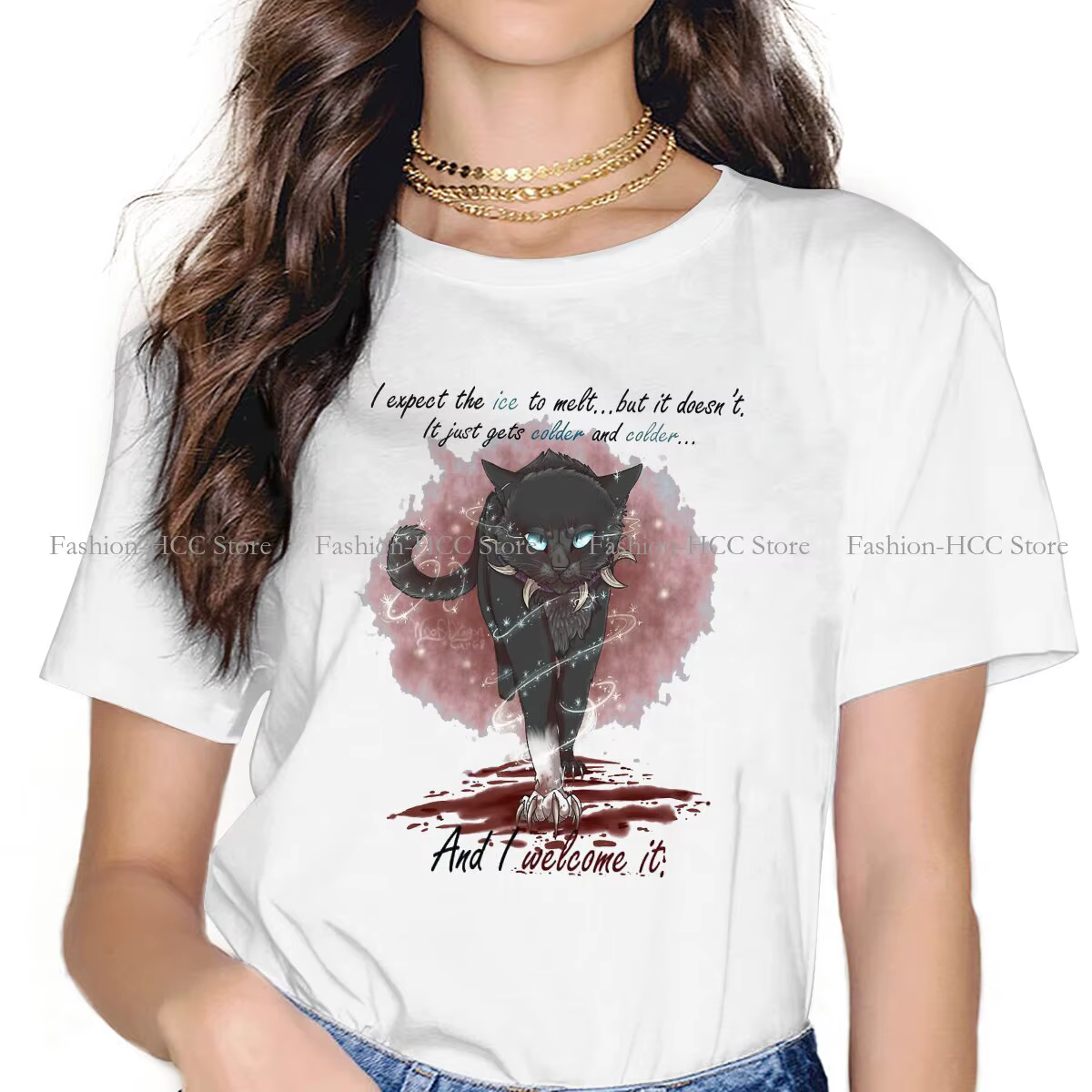 Meme chats animé petit Docile guerriers chaton décontracté Polyester t-shirt impression Streetwear t