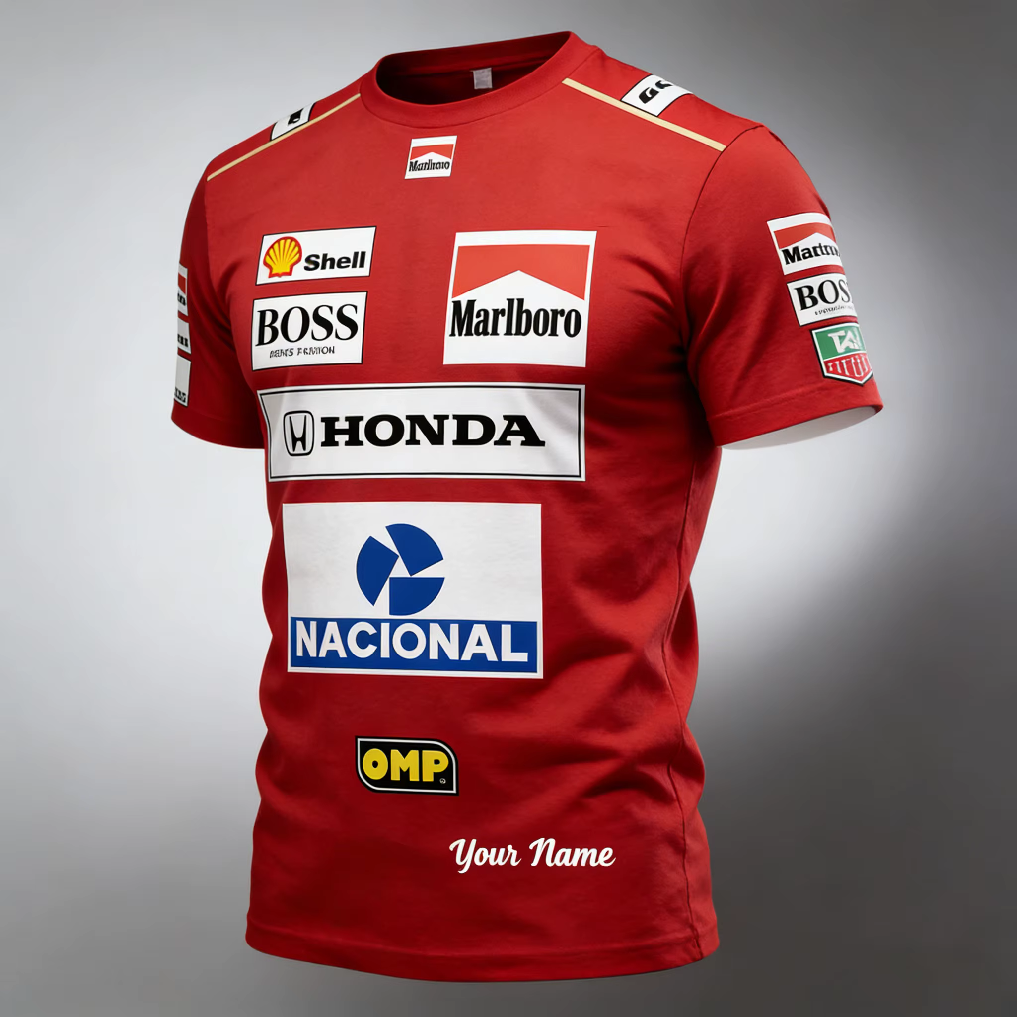 Nouveau T-shirt à manches courtes sport classique rouge Honda pour les activités de plein air, ample