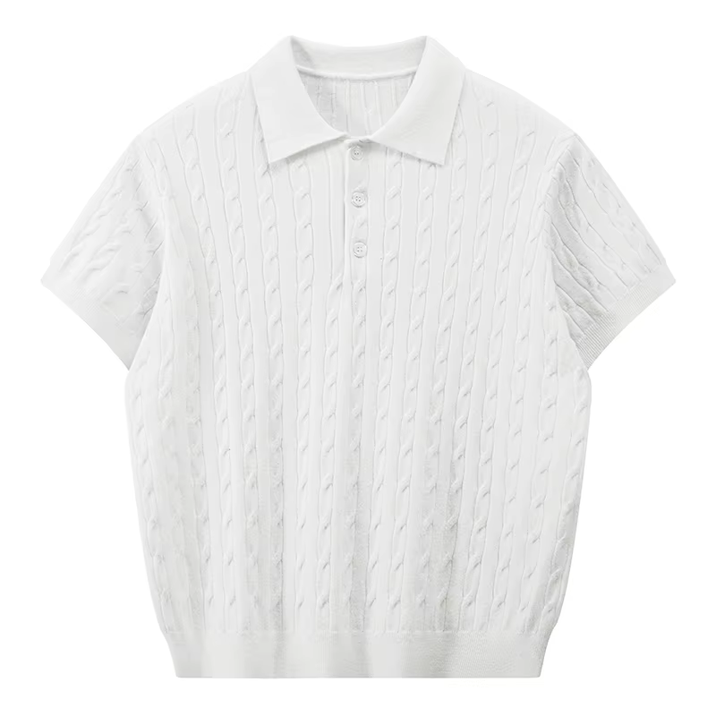 Polo tricoté à manches courtes Jack's American Retro Twisted Flower pour homme – Tendance estivale, 