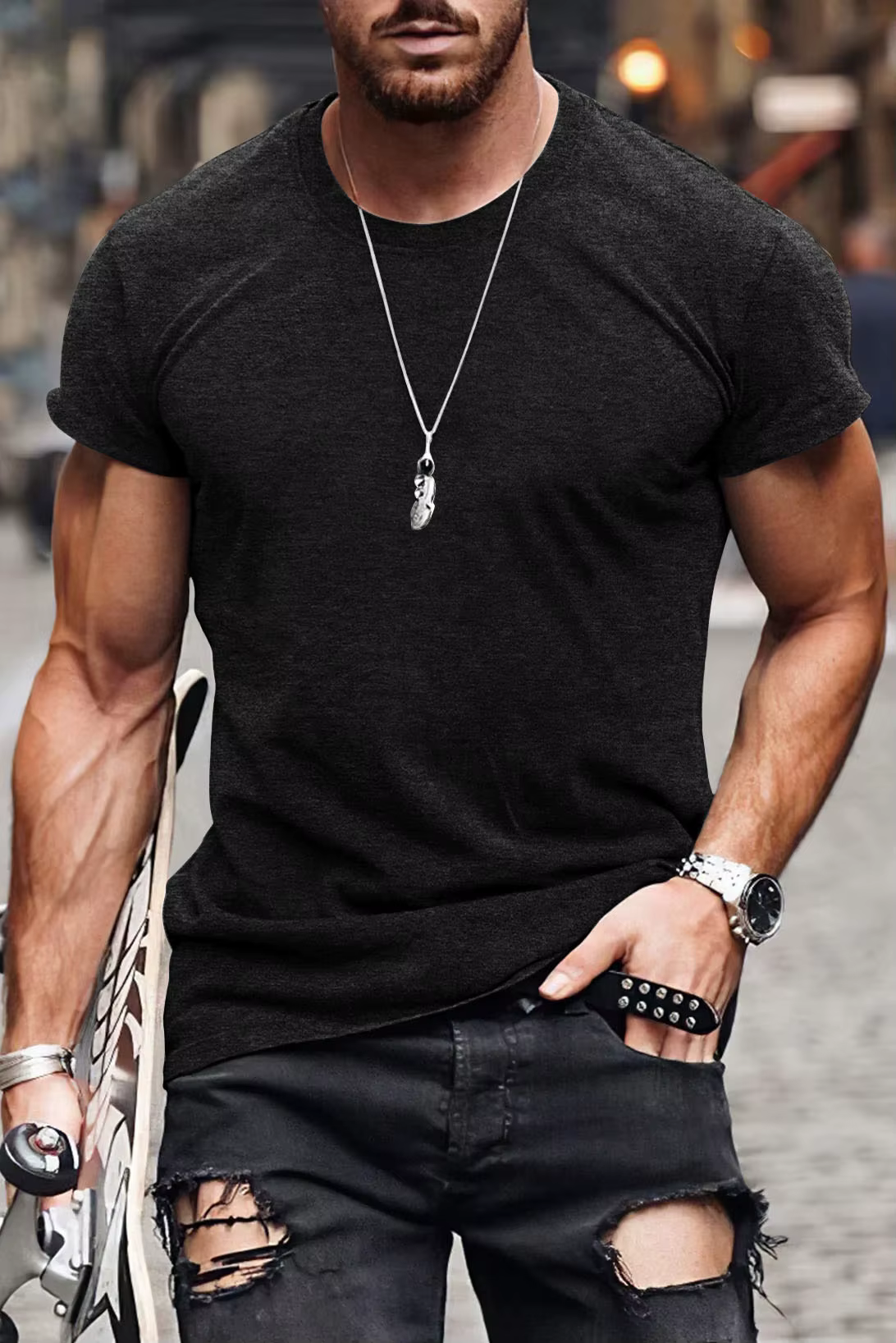 T-shirt de sport et de fitness pour homme, haut de course décontracté et ample pour l'été, idéal pou