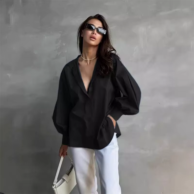 Élégant lanterne manches femmes chemise blanche 2025 nouvelle mode Streetwear surdimensionné Blouses
